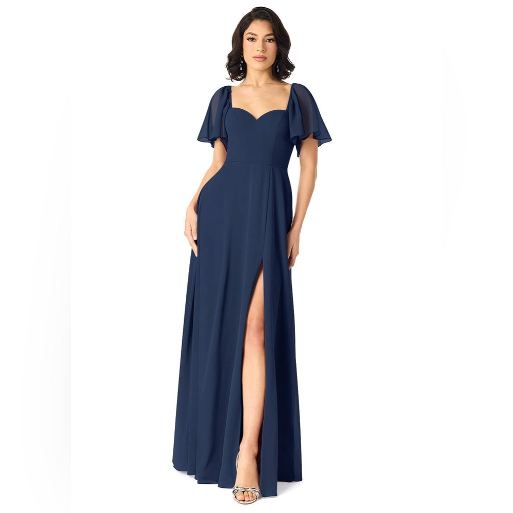 Navy Blue Chiffon Bridesmaids/ Formal Dress - Azazie - Size A2